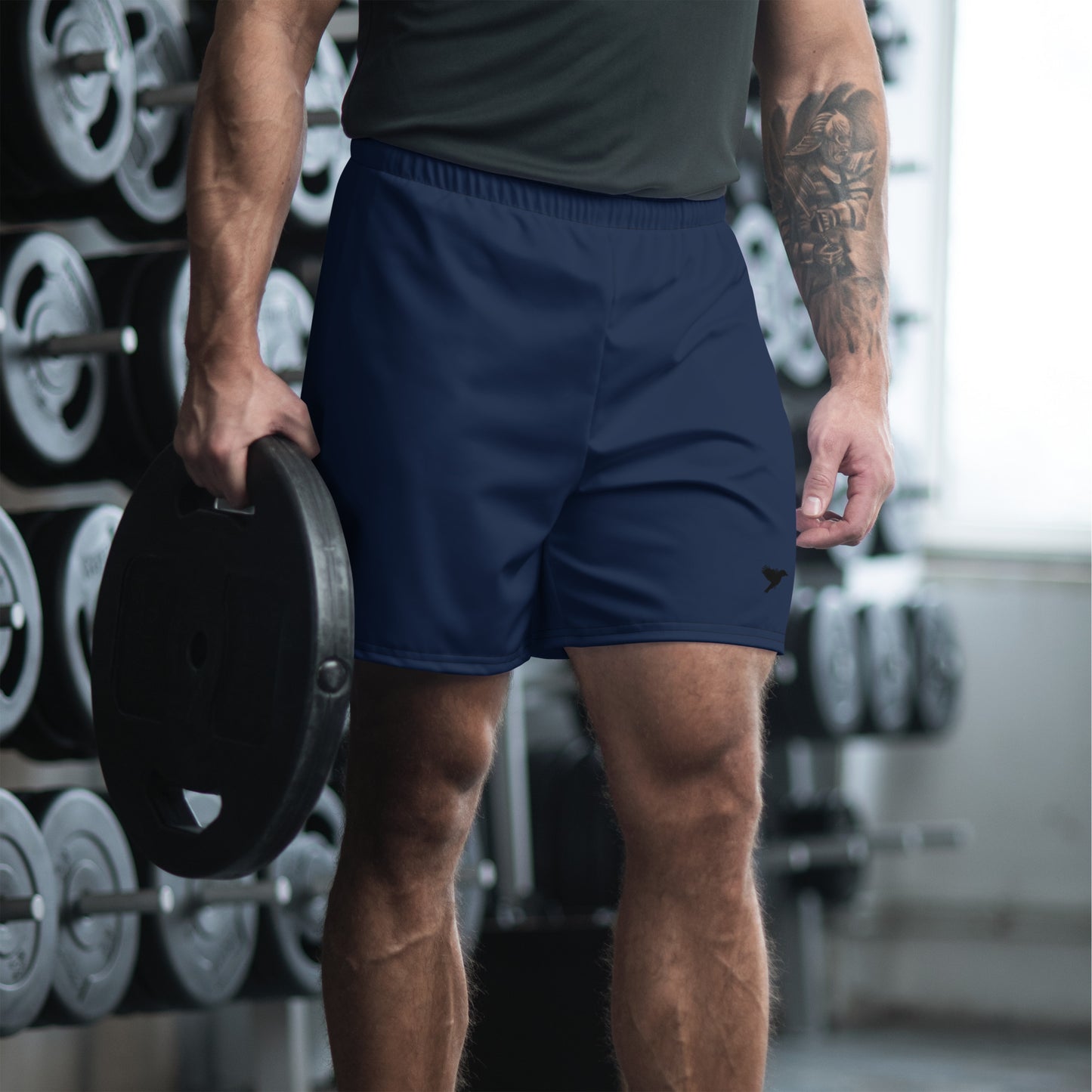 Mens Athletic Shorts - Navy Blue with Black Kookaburra logo