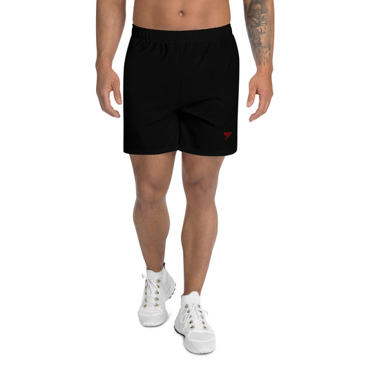 Mens Athletic Shorts - Black with Dark Red Kookaburra logo