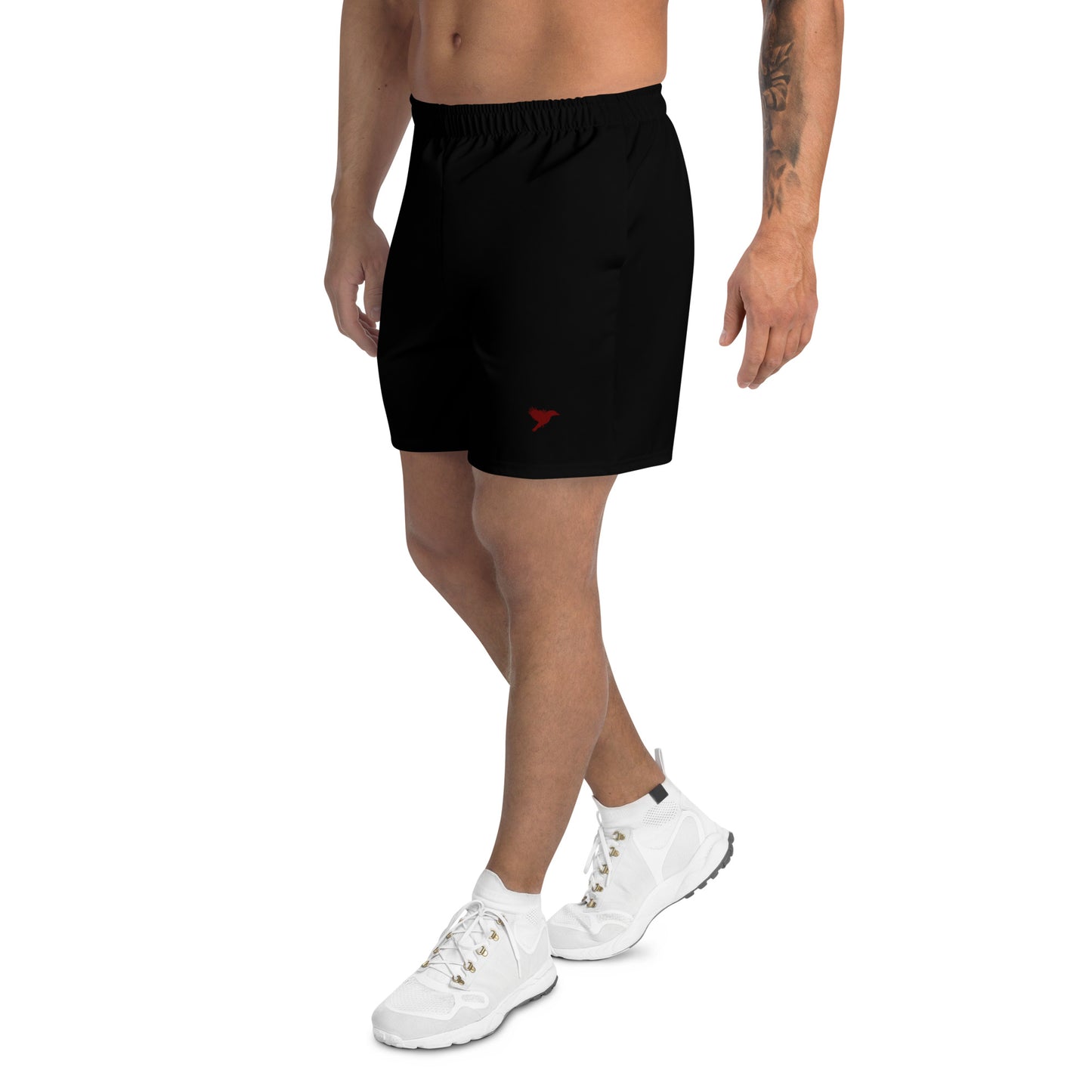 Mens Athletic Shorts - Black with Dark Red Kookaburra logo