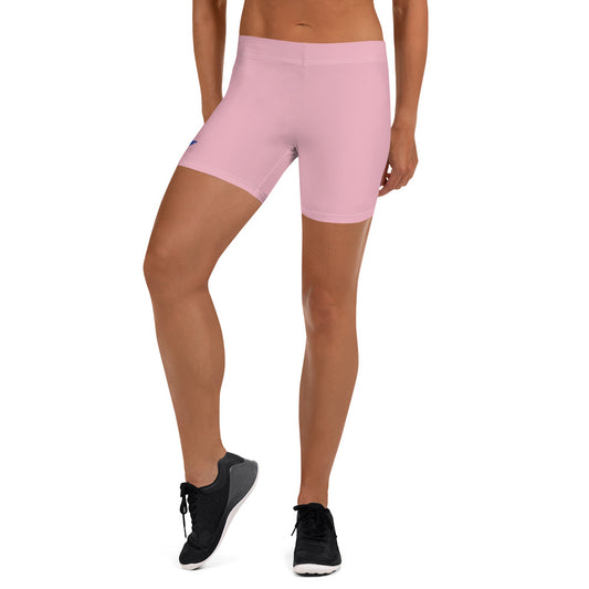 Womens Gym Shorts - Pink with Blue kookaburra logo