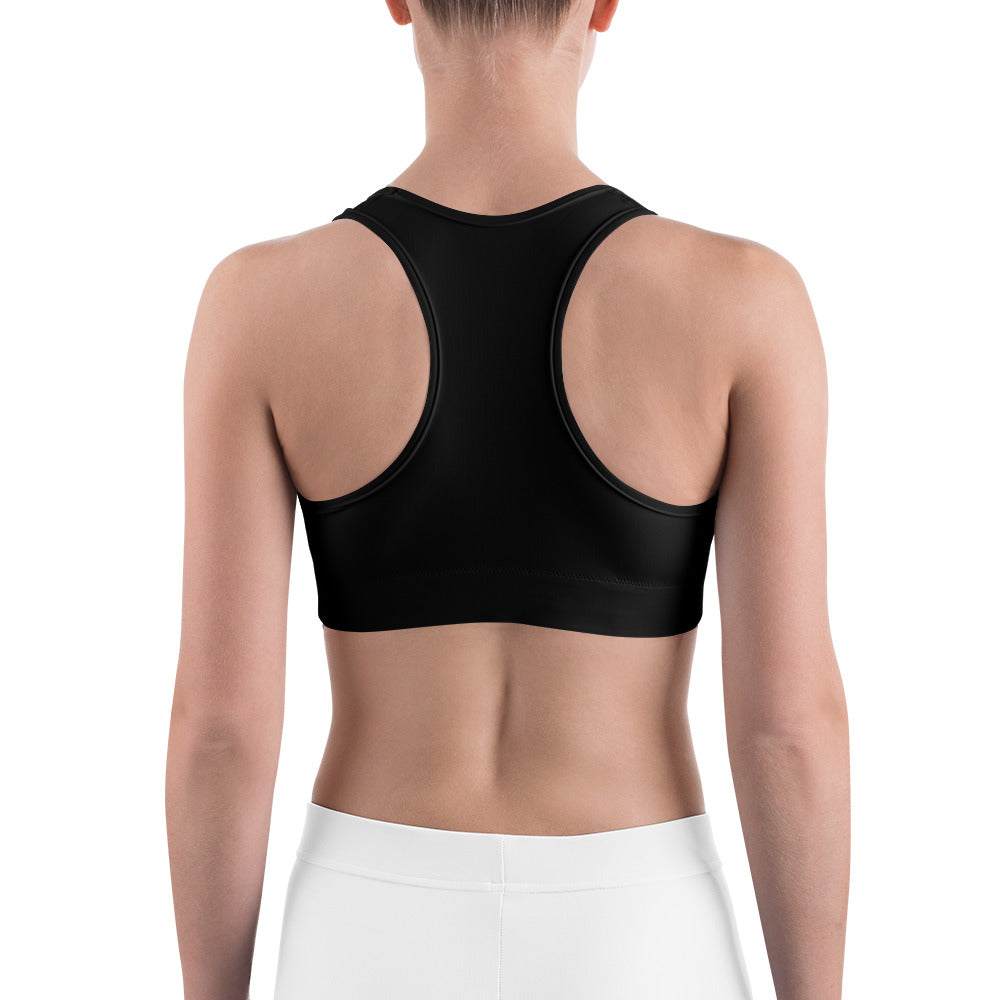 Womens Sports bra - Black with Blue kookaburra logo