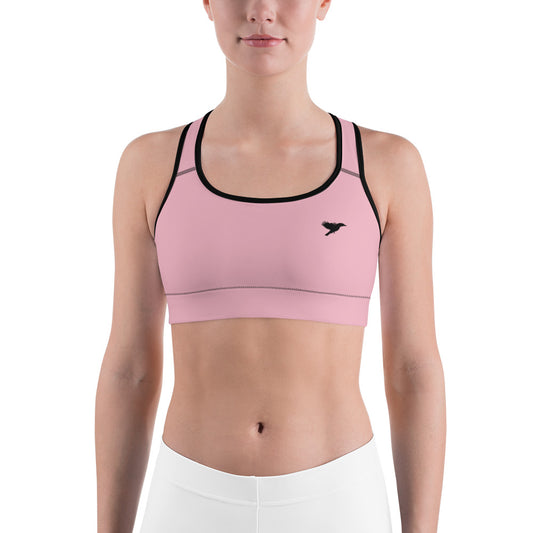 Womens Sports bra - Pink with black kookaburra logo