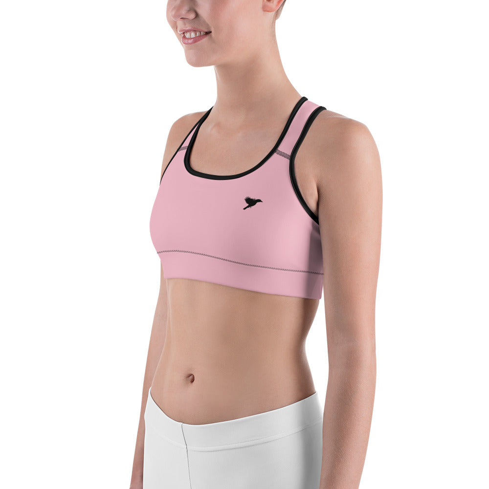 Womens Sports bra - Pink with black kookaburra logo