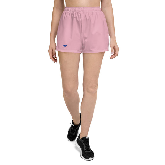 Womens Recycled Athletic Shorts - Pink with Blue kookaburra logo