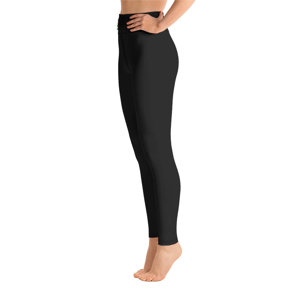 Womens Yoga Leggings - Black with Dark Red kookaburra logo