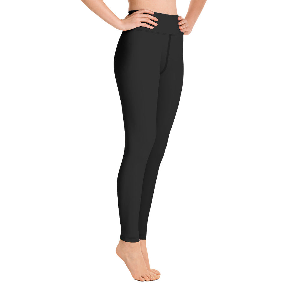 Womens Yoga Leggings - Black with Dark Red kookaburra logo