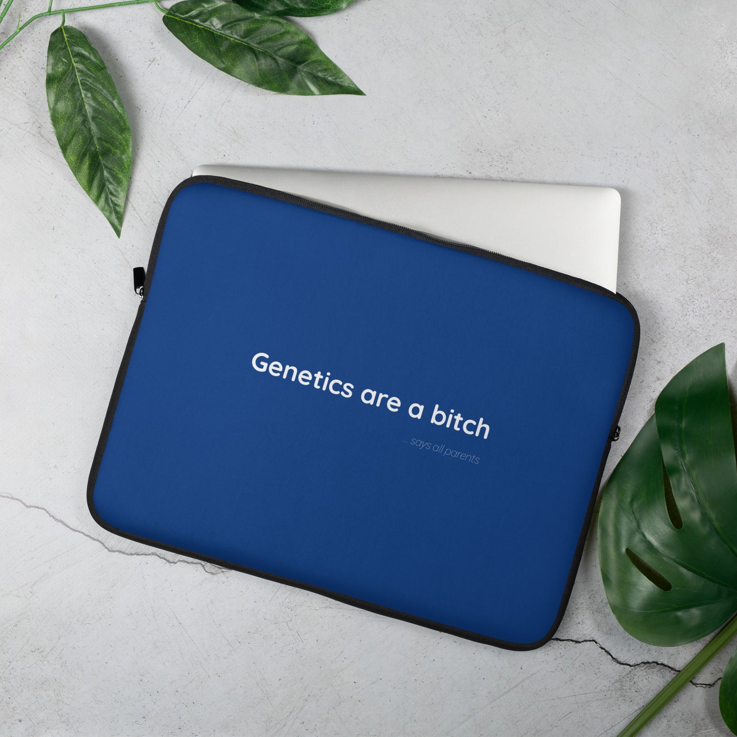 Genetics are a bitch - White/Navy Blue - Laptop Sleeve