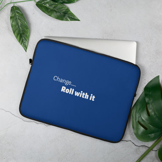 Change roll with it - White/Navy Blue - Laptop Sleeve