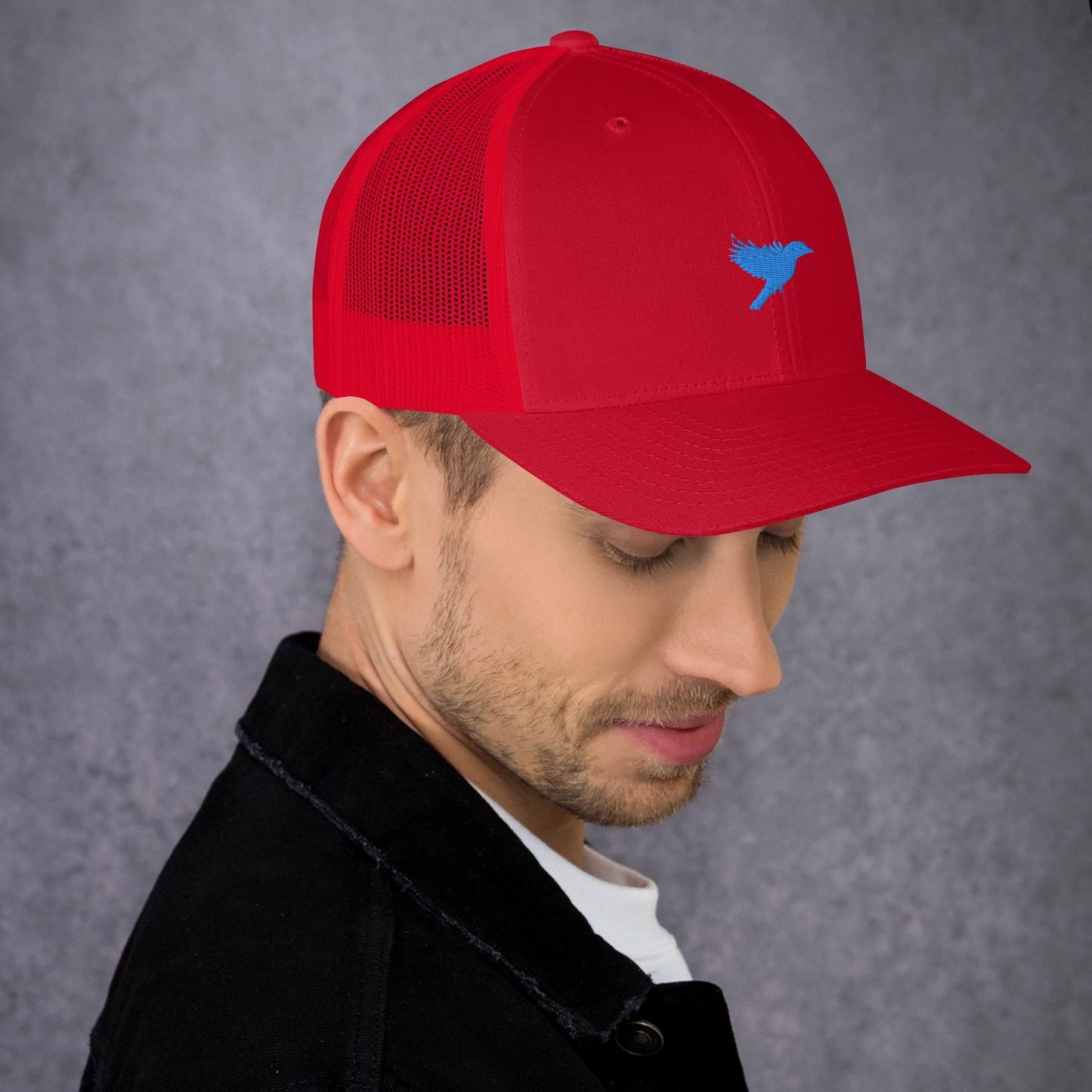 Trucker Cap - Red with Light Blue kookaburra logo