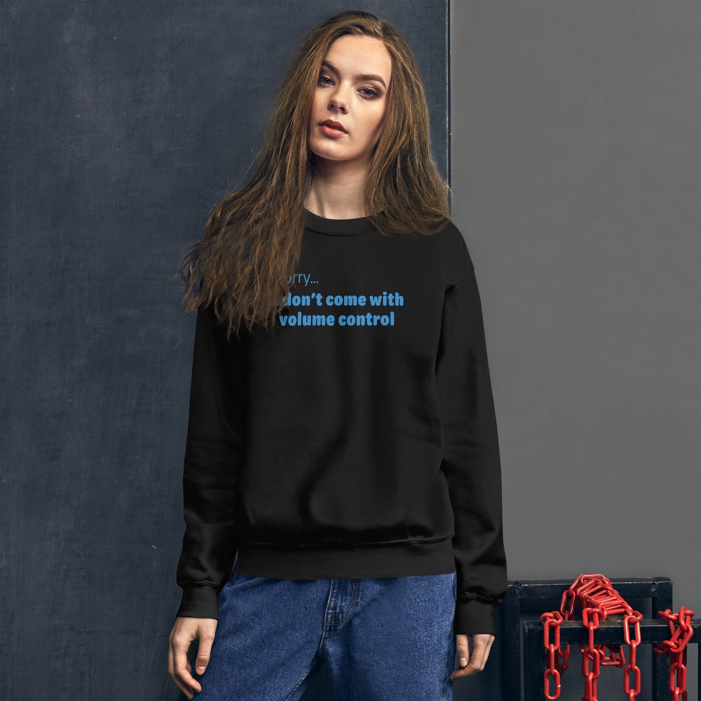 Volume control - Blue Text - Womens Sweatshirt