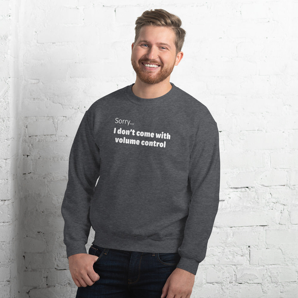 Volume control - White Text - Mens Sweatshirt