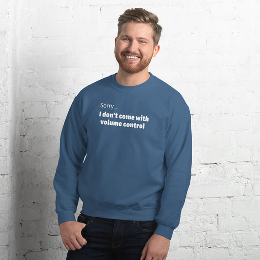 Volume control - White Text - Mens Sweatshirt