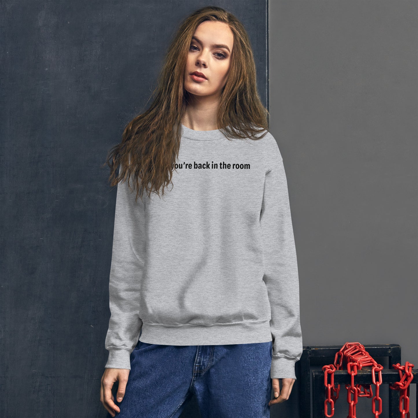 Back in the room - Black Text - Womens Sweatshirt