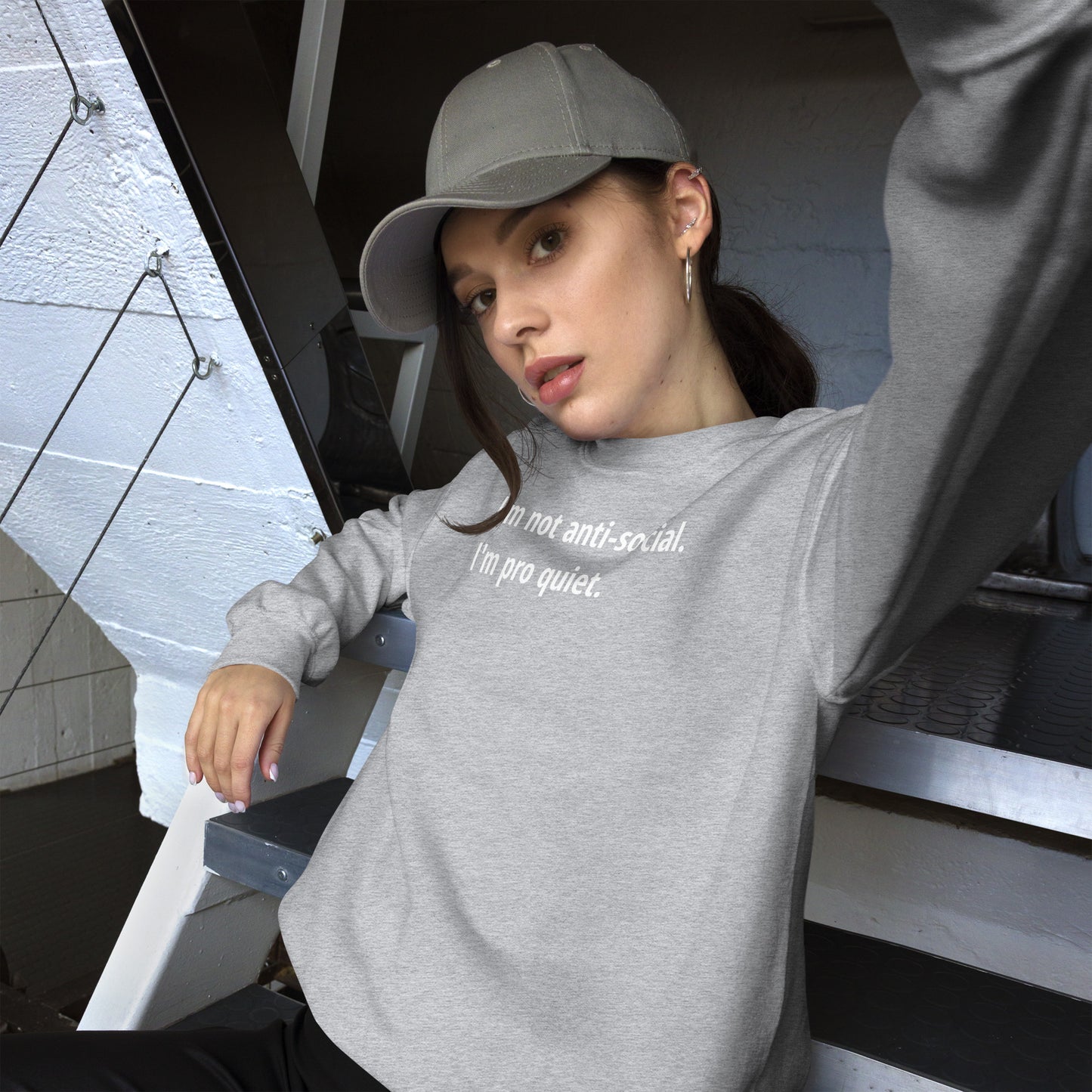 Pro Quiet - White Text - Womens fleece sweatshirt