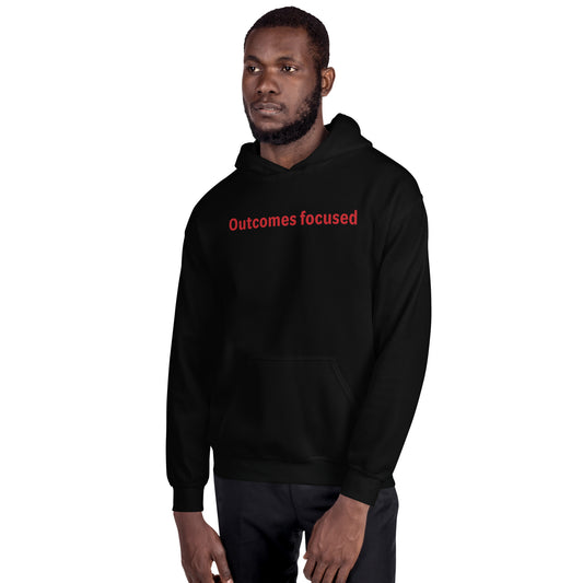 Outcomes focused - Red Text - Mens Hoodie