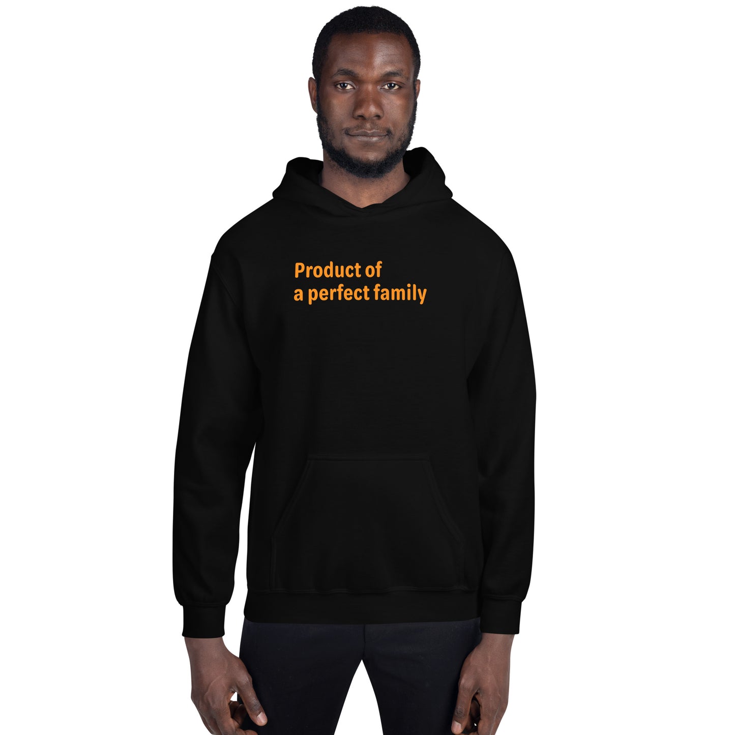 Product of - Orange text - Mens Hoodie