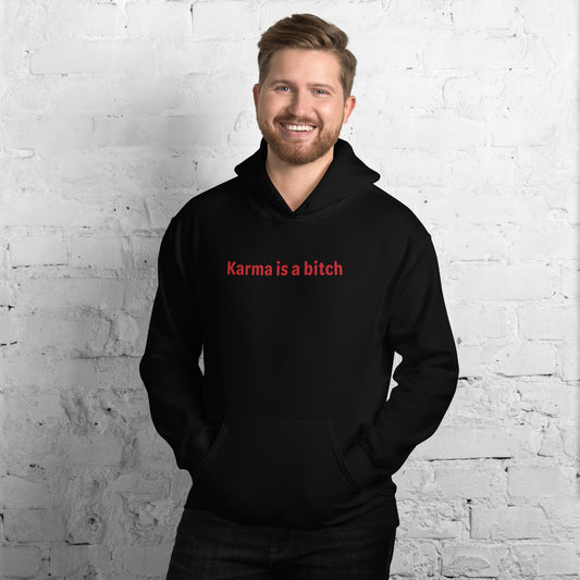 Karma is a bitch - Red Text - Mens Hoodie