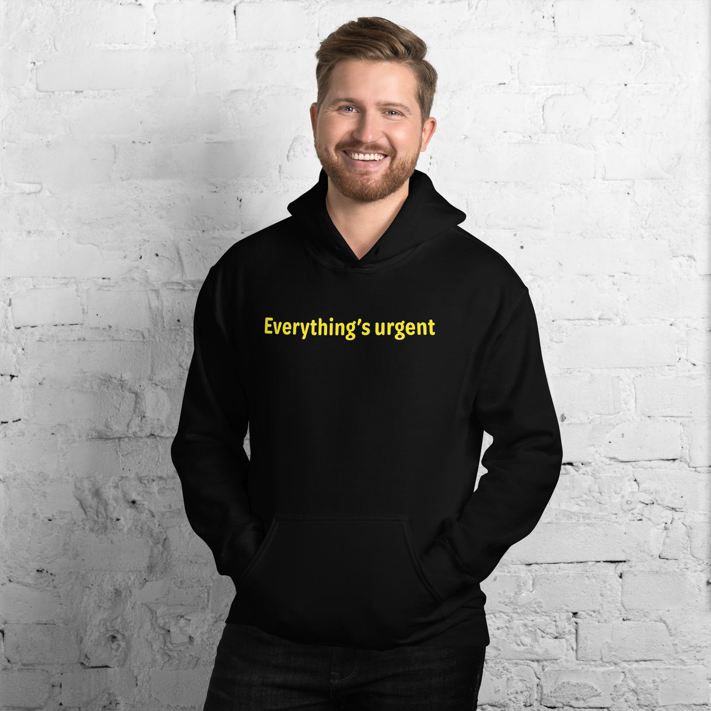 Everything's urgent - Yellow Text - Mens Hoodie