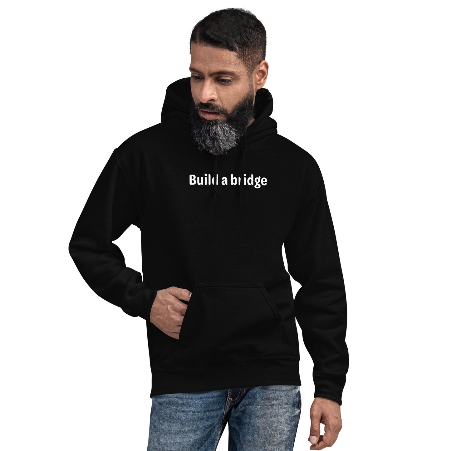 Build a bridge - White text - Mens Hoodie