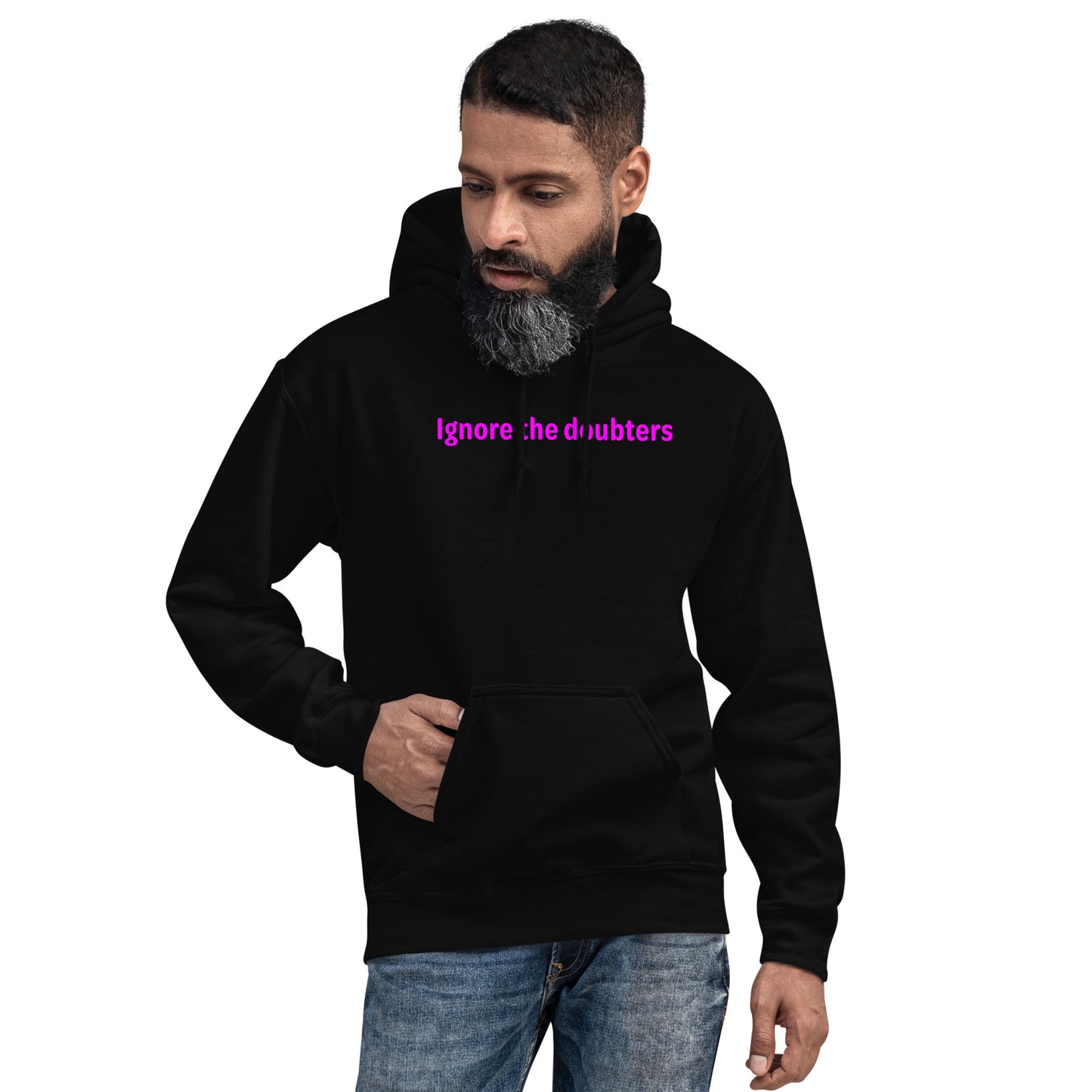 Ignore the doubters - Magenta Text - Mens Hoodie