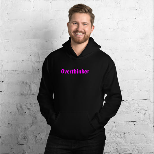 Overthinker - Magenta Text - Mens Hoodie