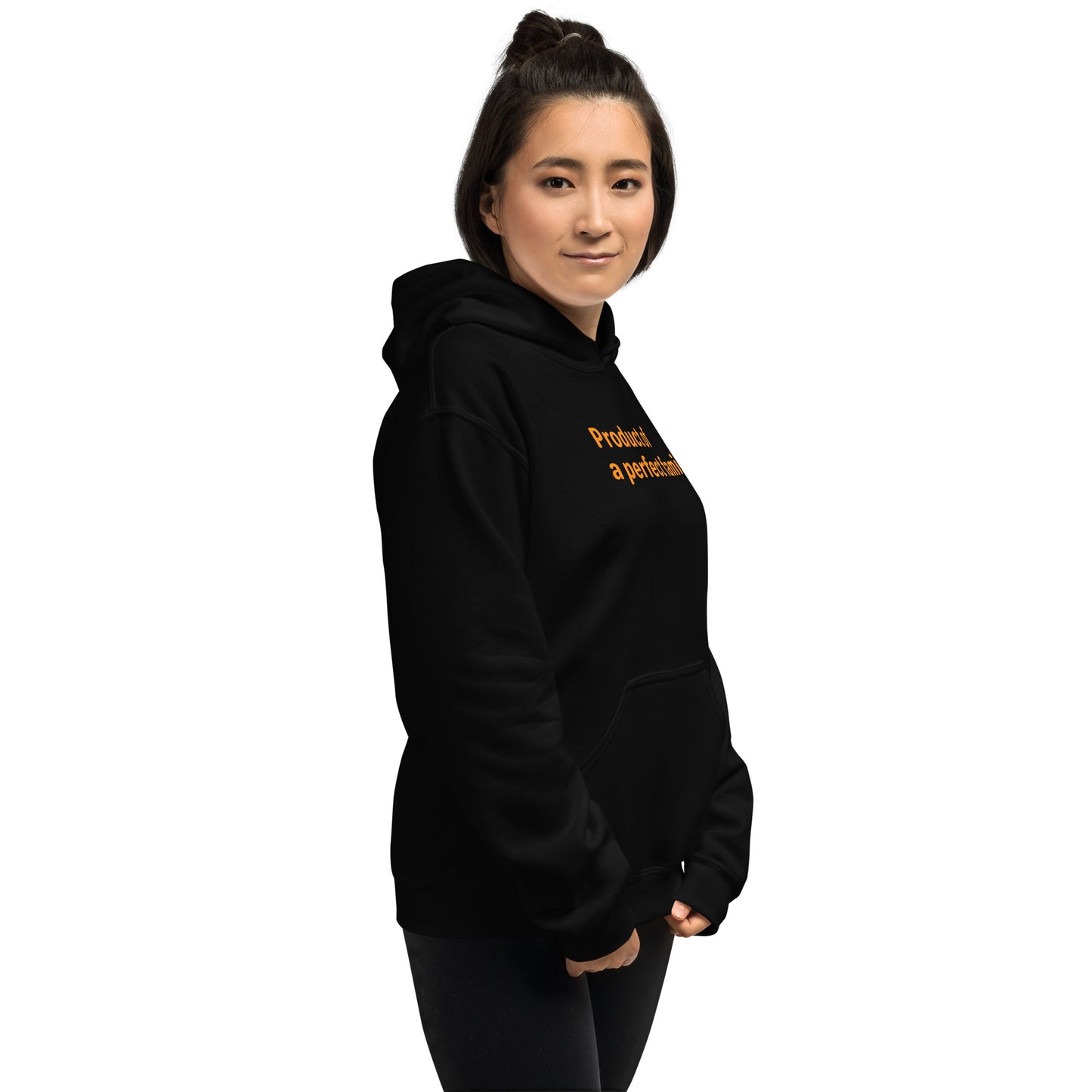 Product of - Orange text - Womens hoodie