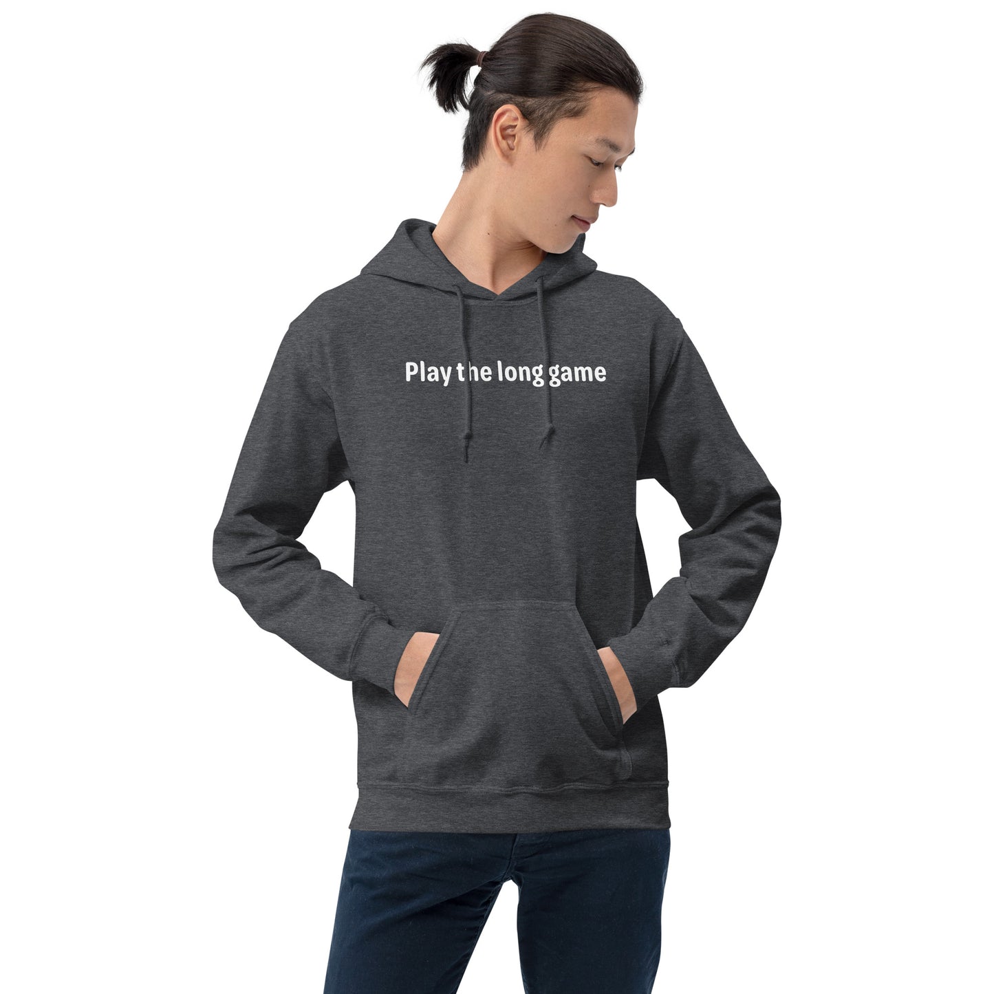 Play the long game - White text - Mens Hoodie