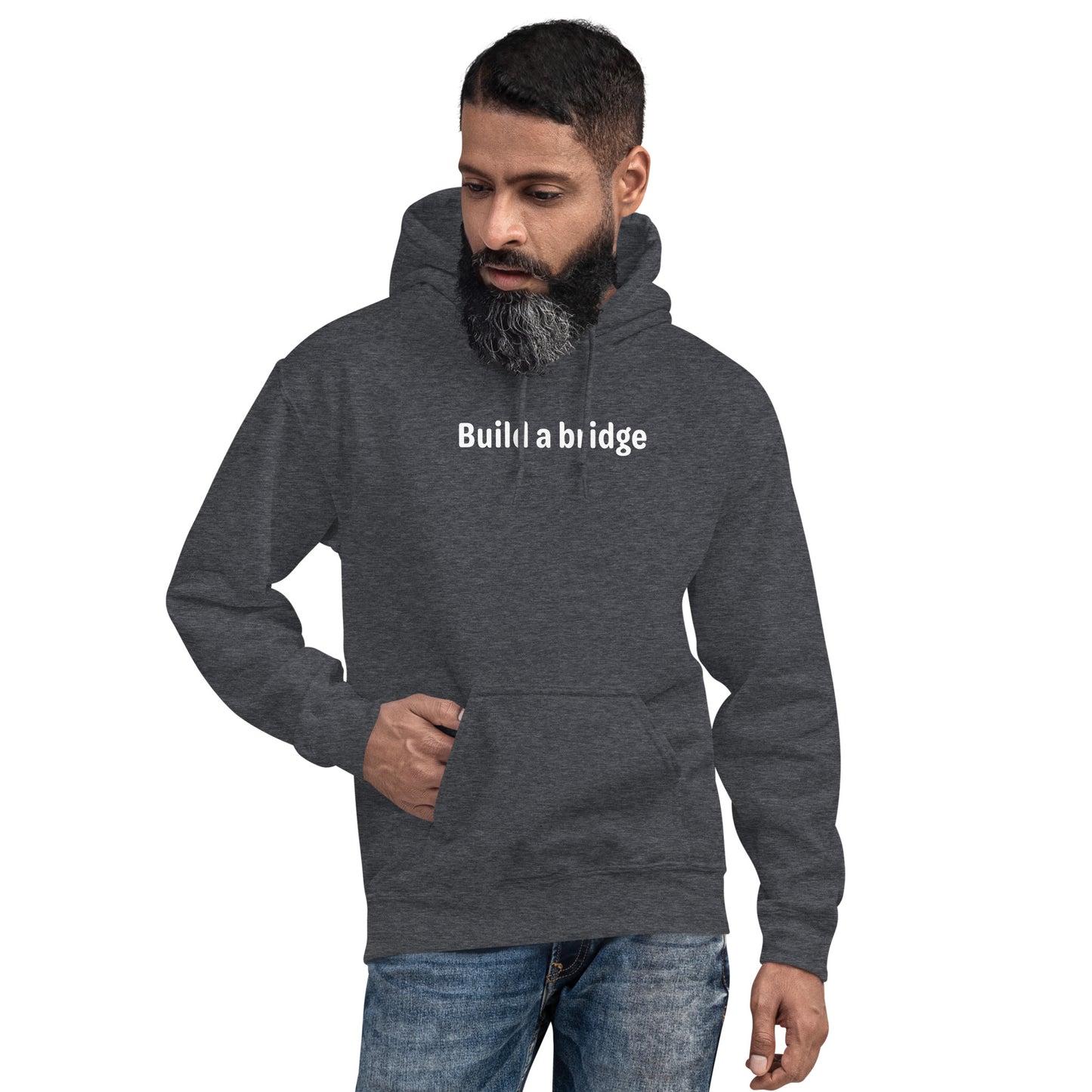 Build a bridge - White text - Mens Hoodie