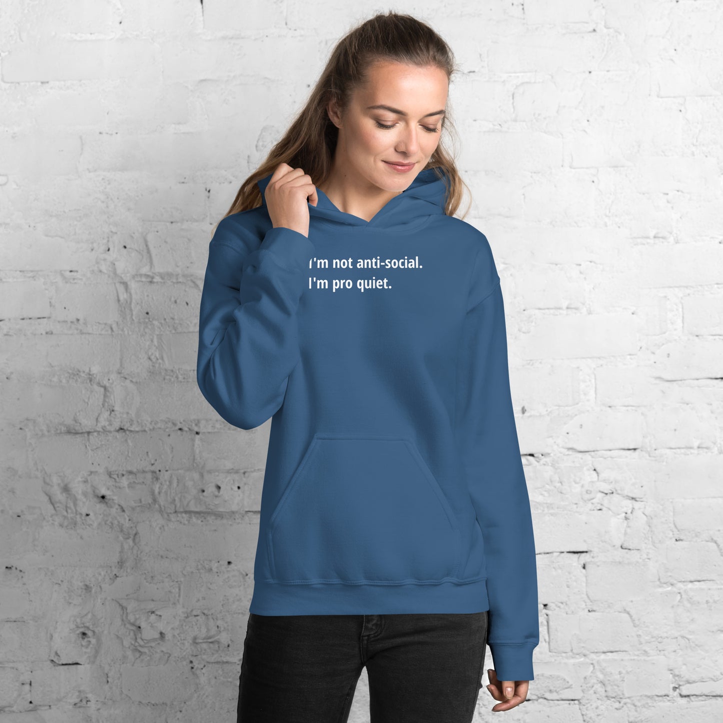 Pro Quiet - White Text - Womens fleece hoodie