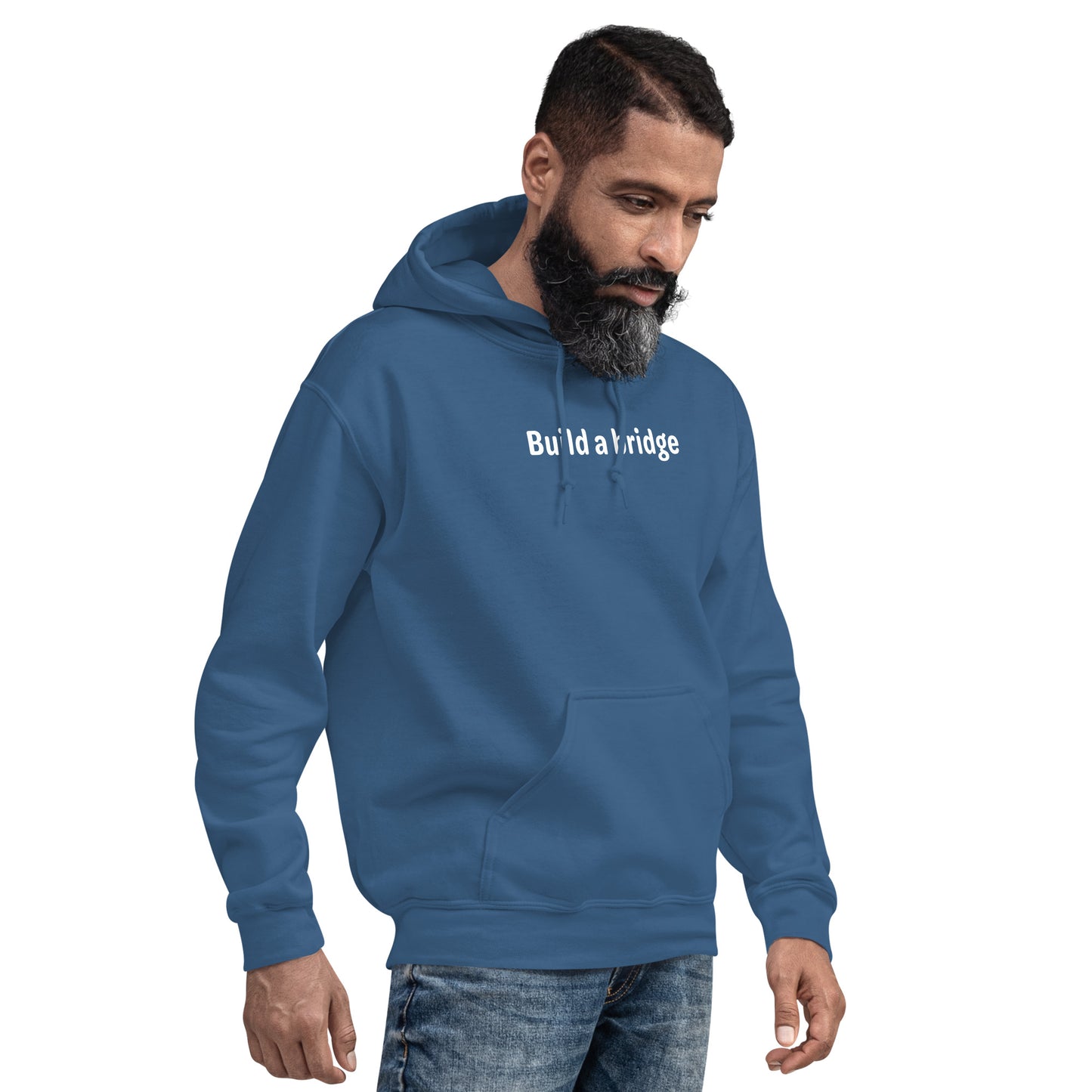 Build a bridge - White text - Mens Hoodie