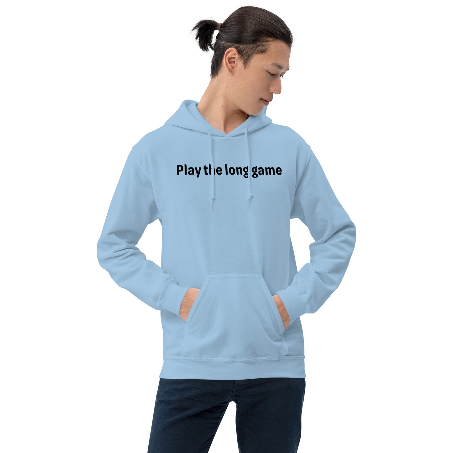 Play the long game - Black Text - Mens Hoodie