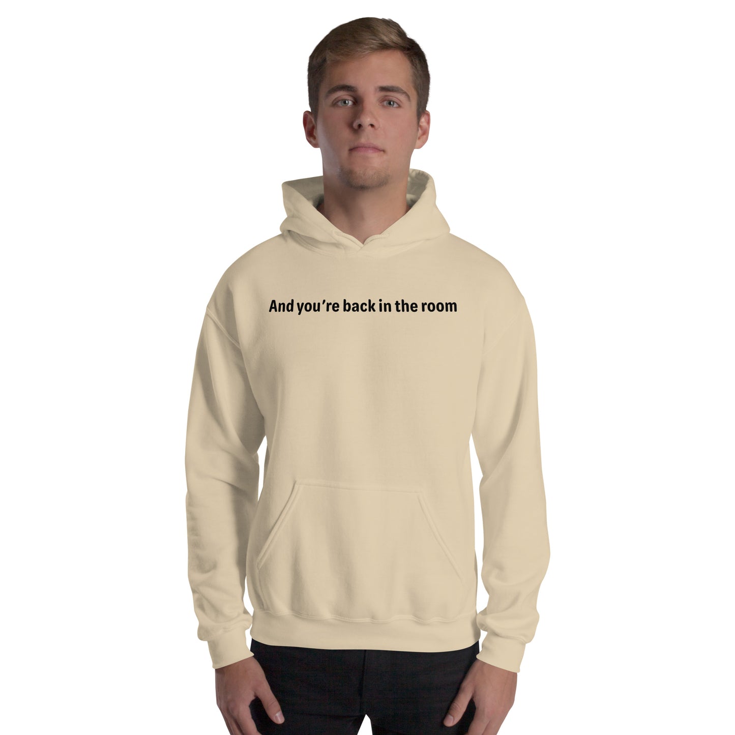 Back in the room - Black Text - Mens Hoodie