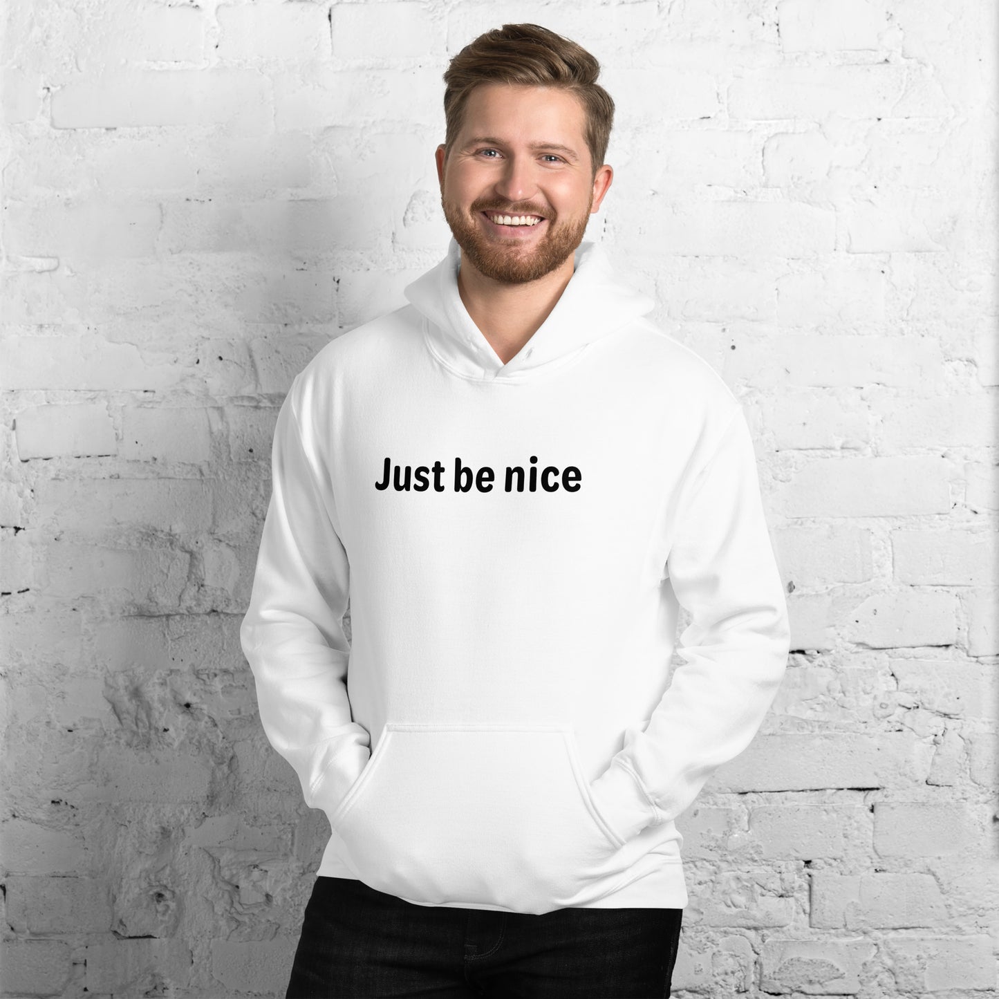 Just be nice - Black Text - Mens Hoodie