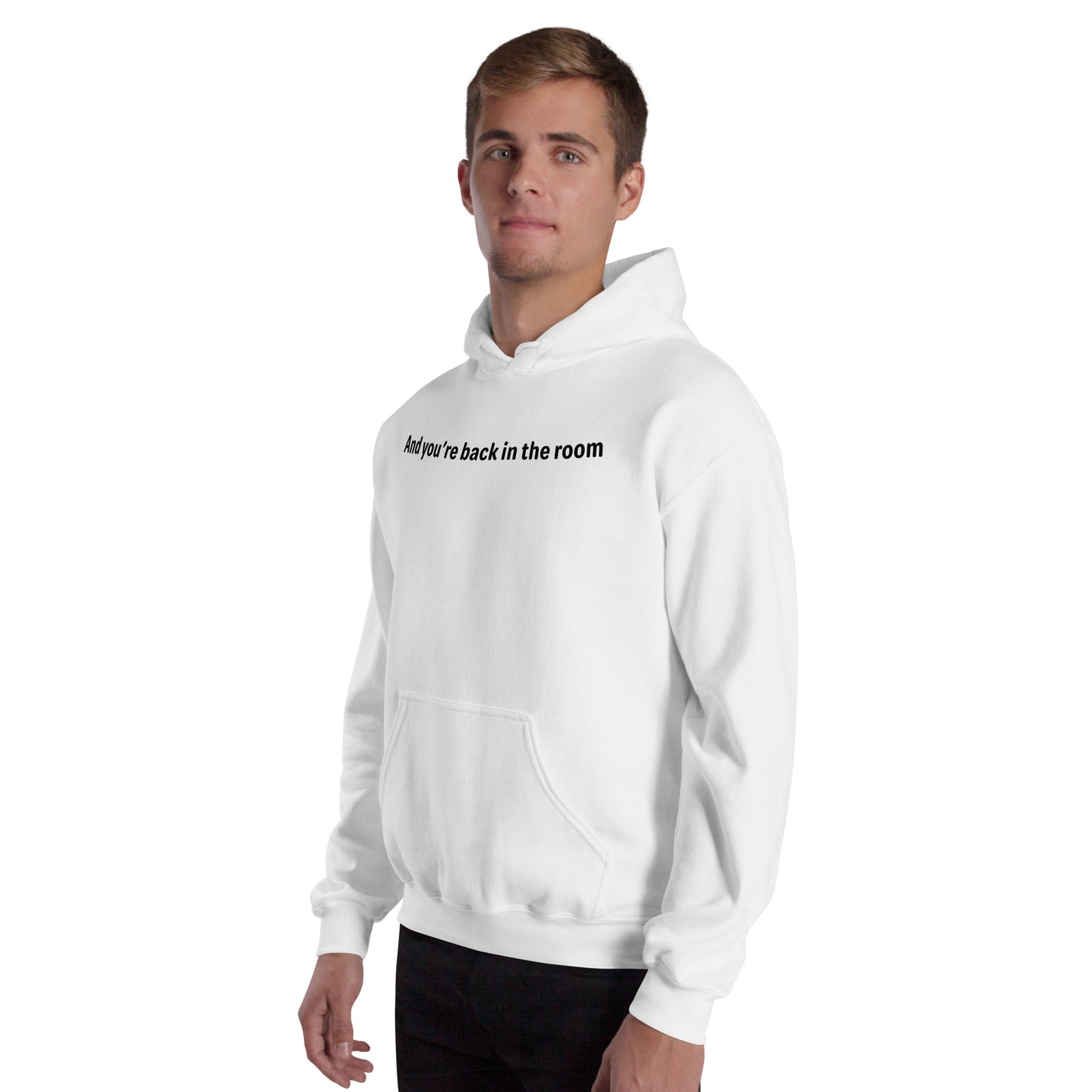 Back in the room - Black Text - Mens Hoodie