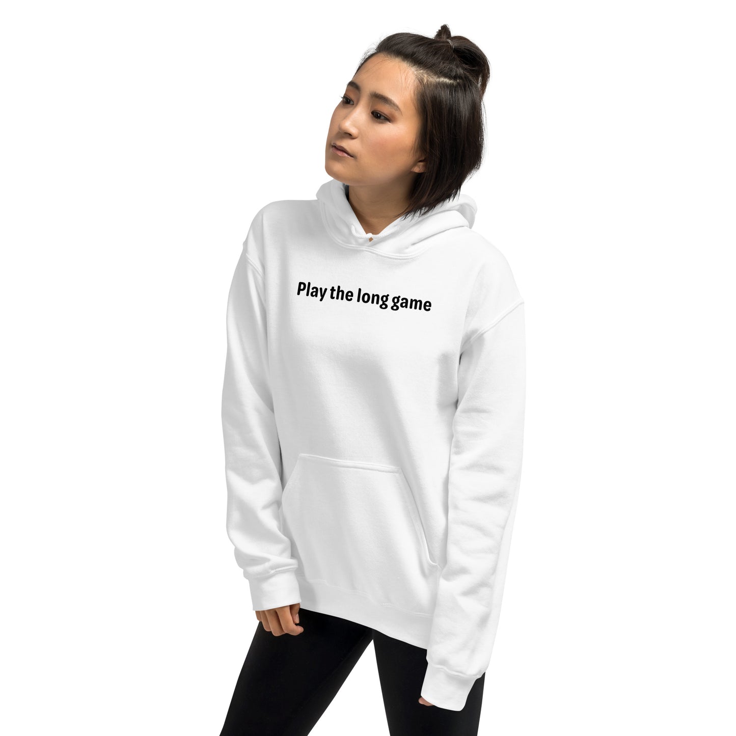 Play the long game - Black Text - Womens Hoodie