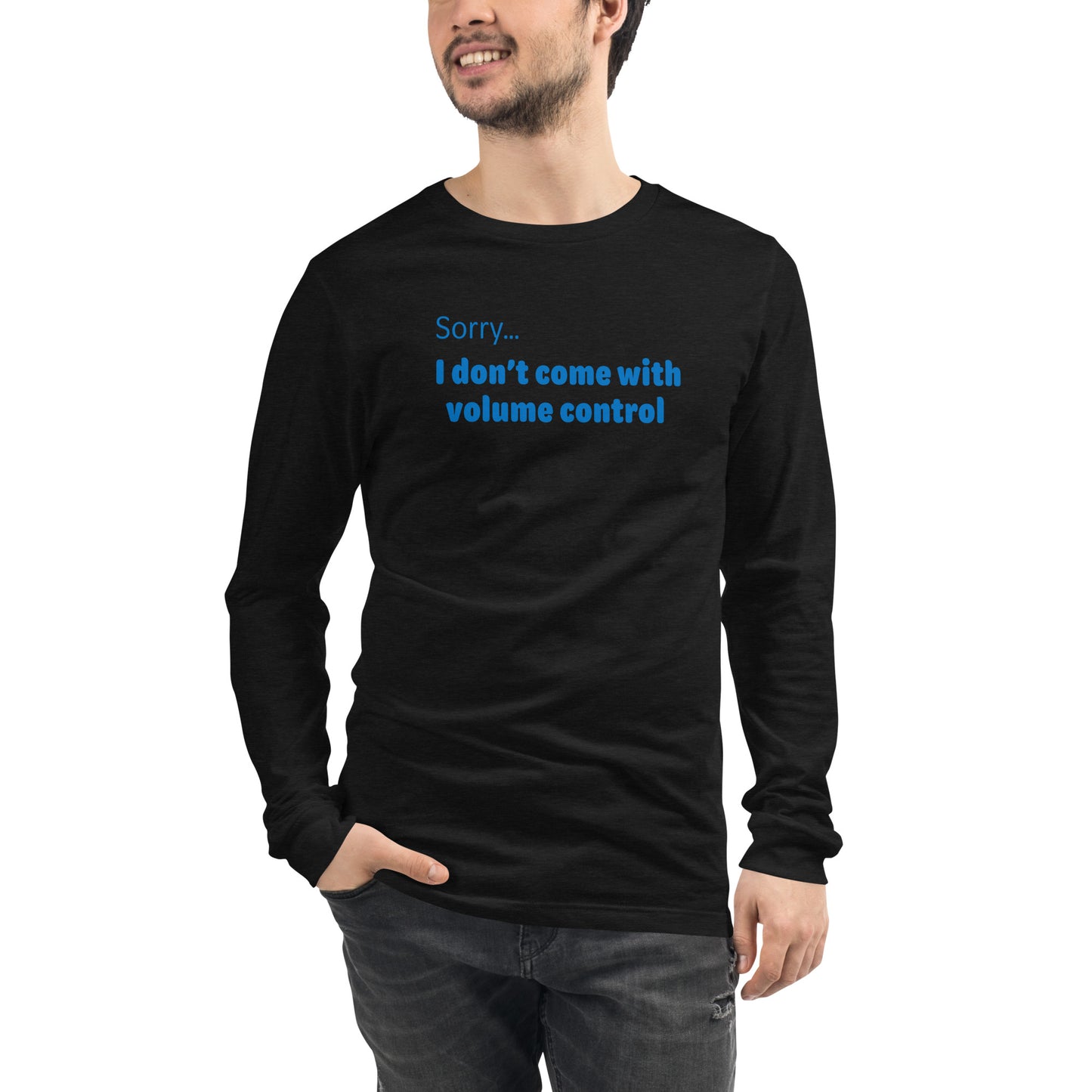 Volume control - Blue text - Mens Long Sleeve Tee