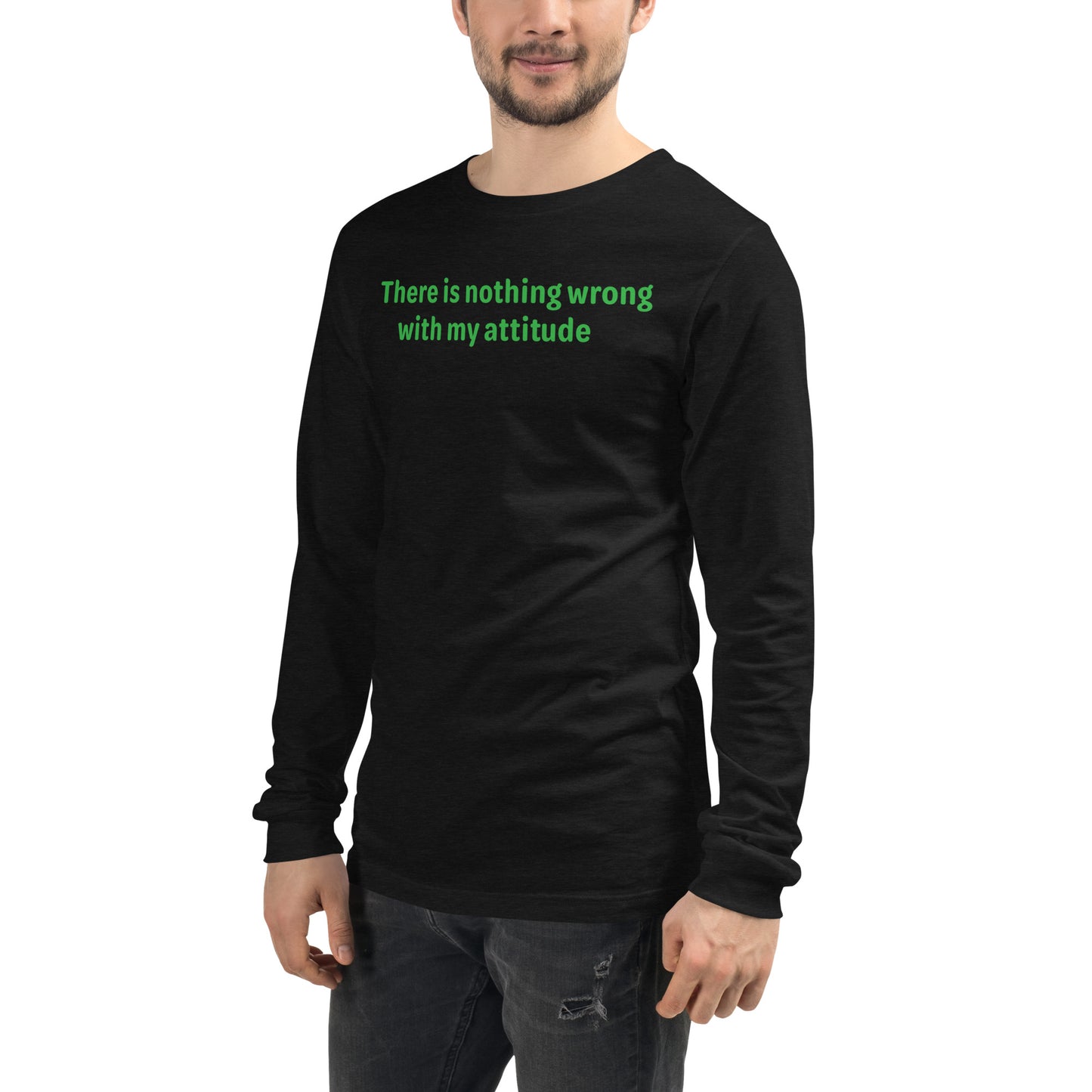 Attitude - Green text - Mens Long Sleeve Tee