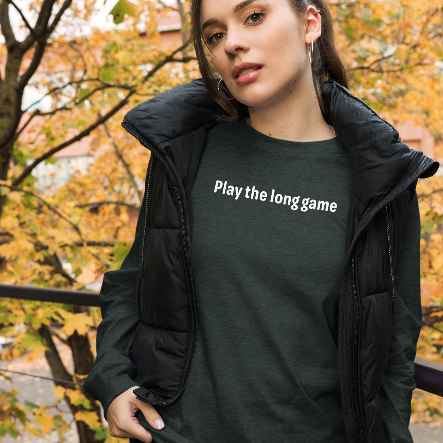 Play the long game - White text - Womens Long Sleeve Tee