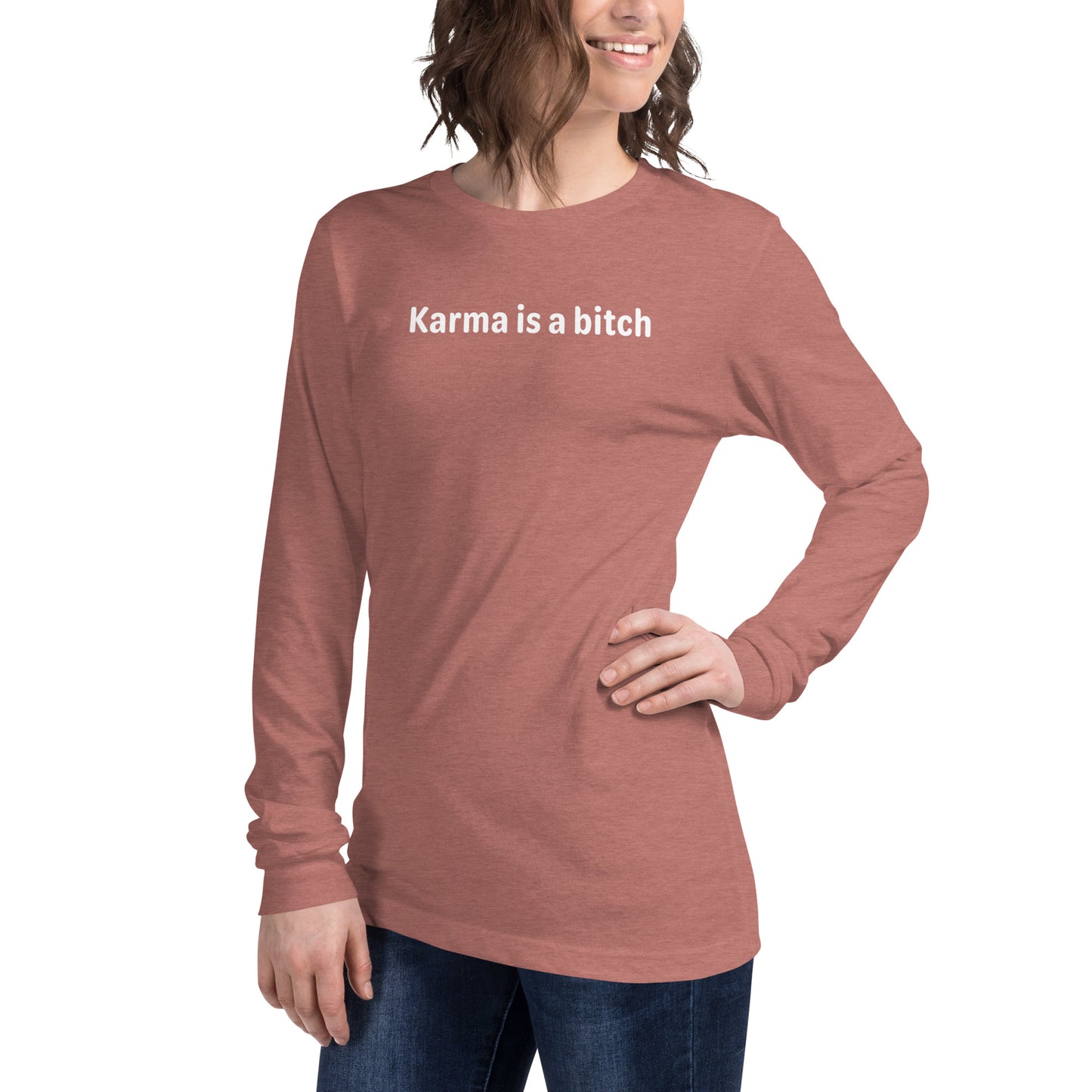 Karma is a bitch - White text - Womens Long Sleeve Tee