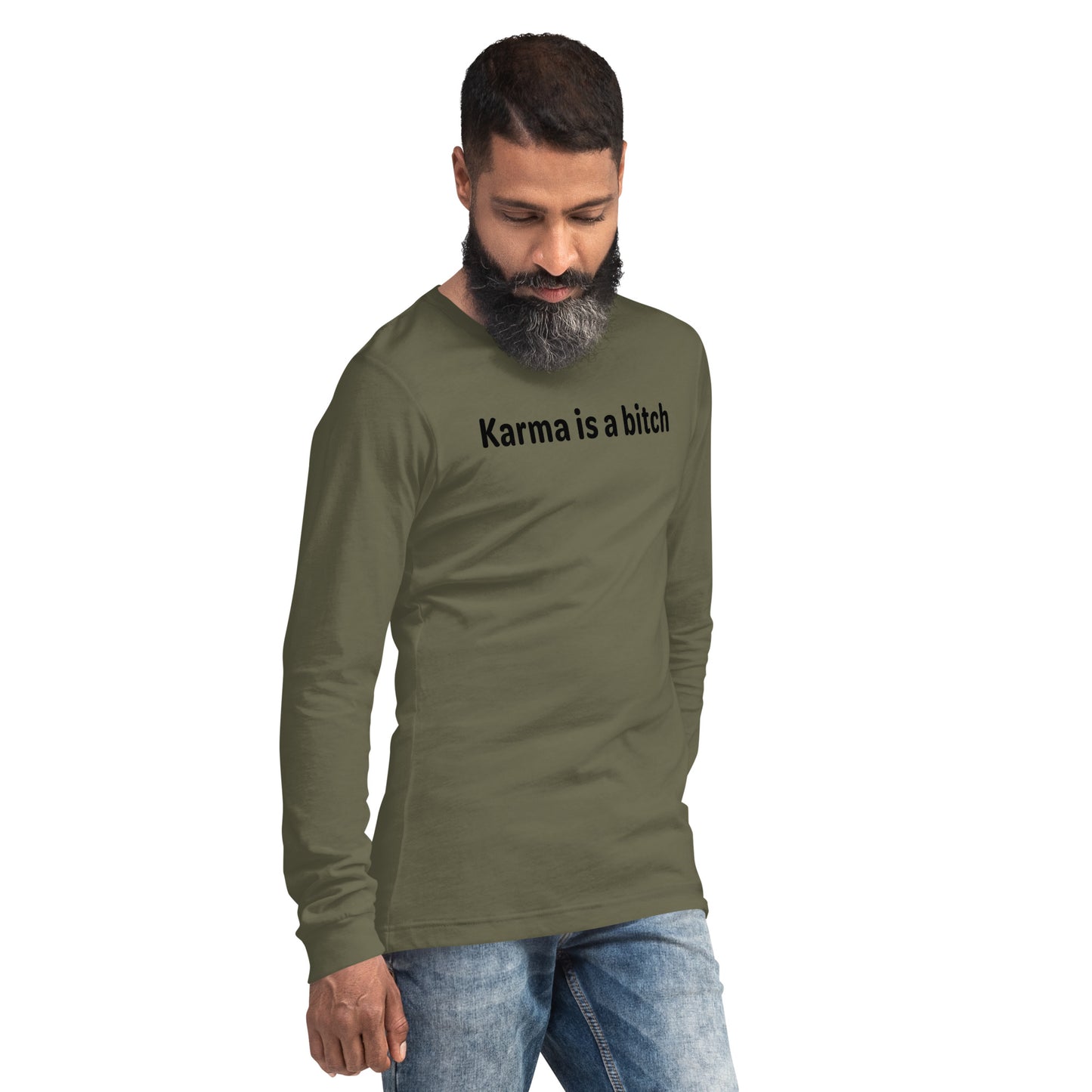 Karma is a bitch - Black text - Mens Long Sleeve Tee