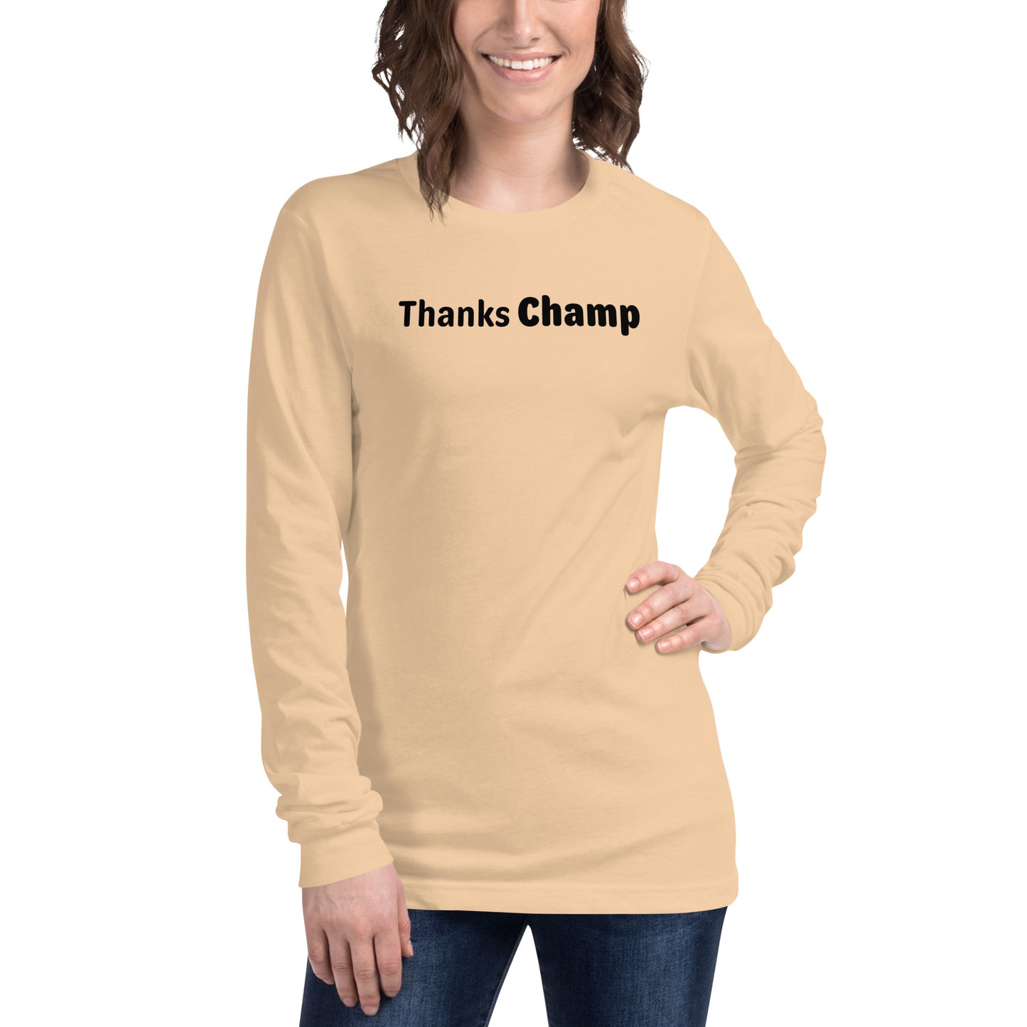 Thanks champ - Black text - Womens Long Sleeve Tee