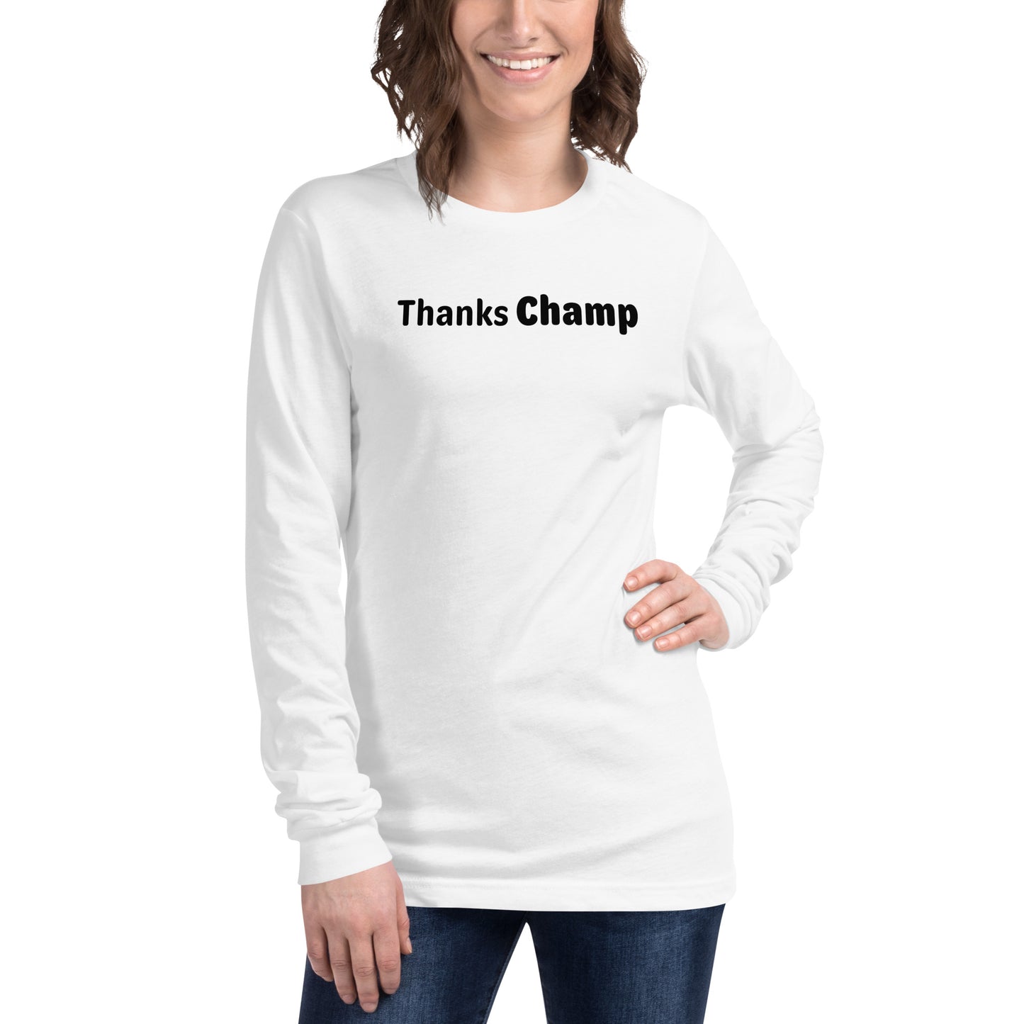 Thanks champ - Black text - Womens Long Sleeve Tee