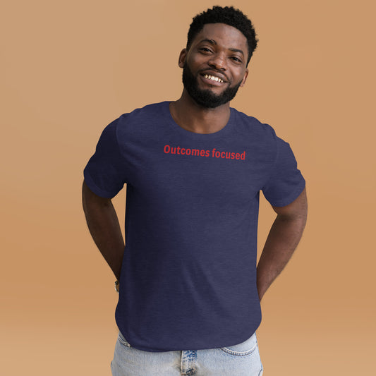 Outcomes focused - Red Text - Mens T-Shirt