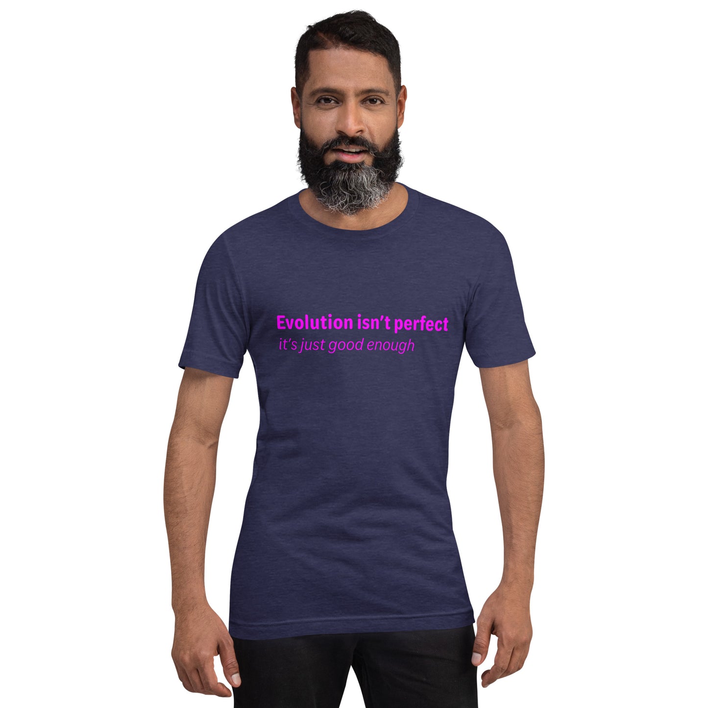 Evolution isn't perfect - Magenta Text - Mens T-Shirt