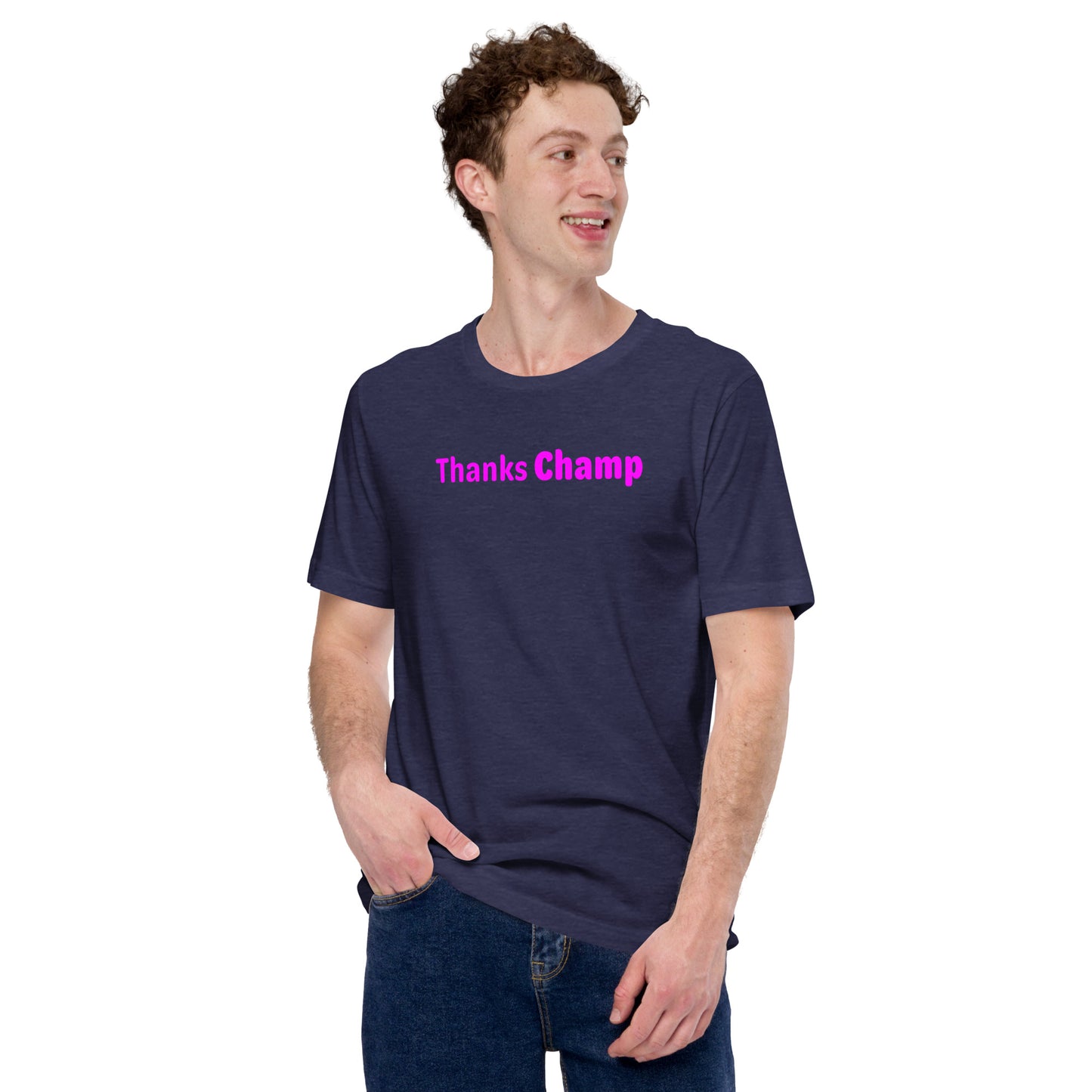 Thanks Champ - Magenta Text - Mens T-Shirt