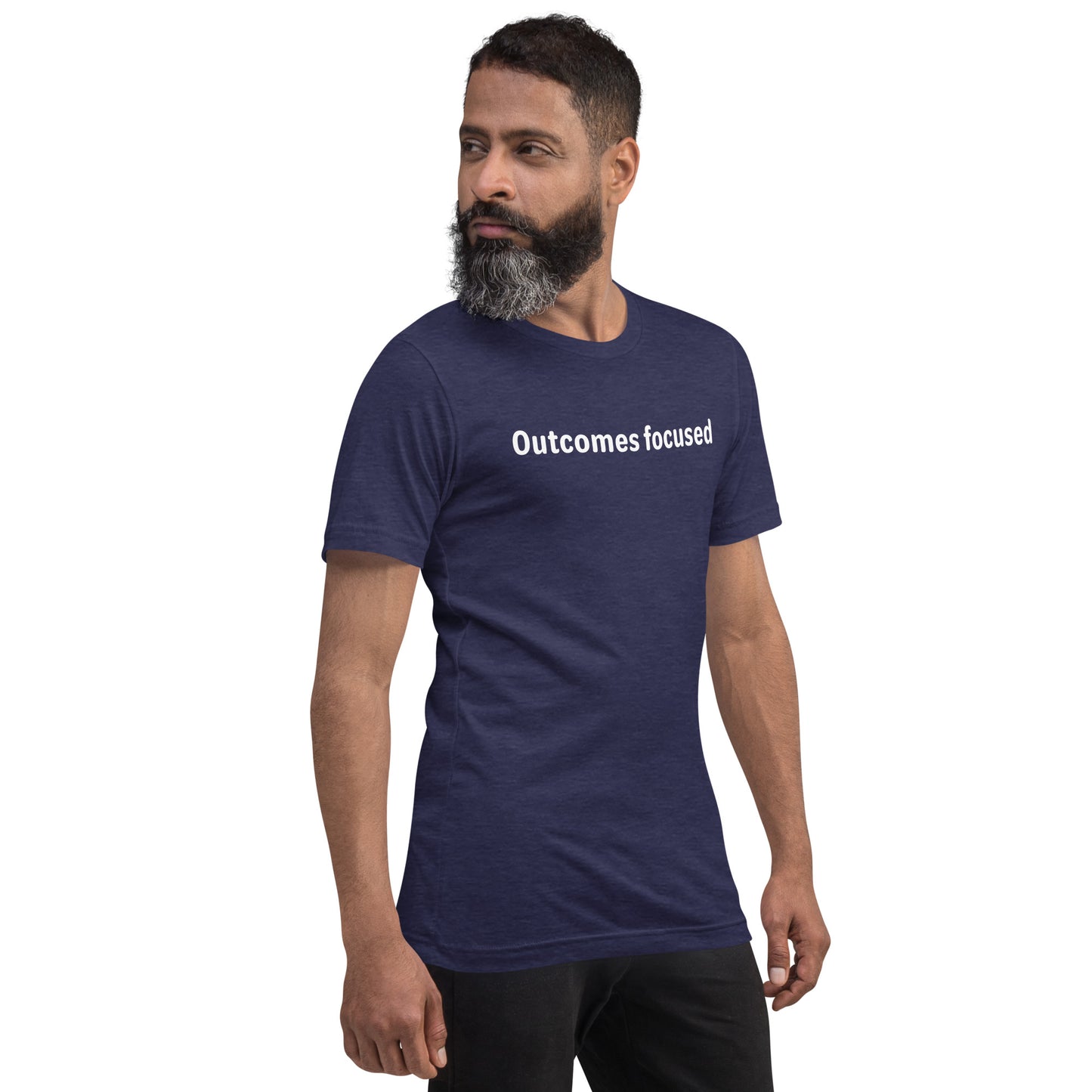 Outcomes focused - White Text - Mens T-Shirt