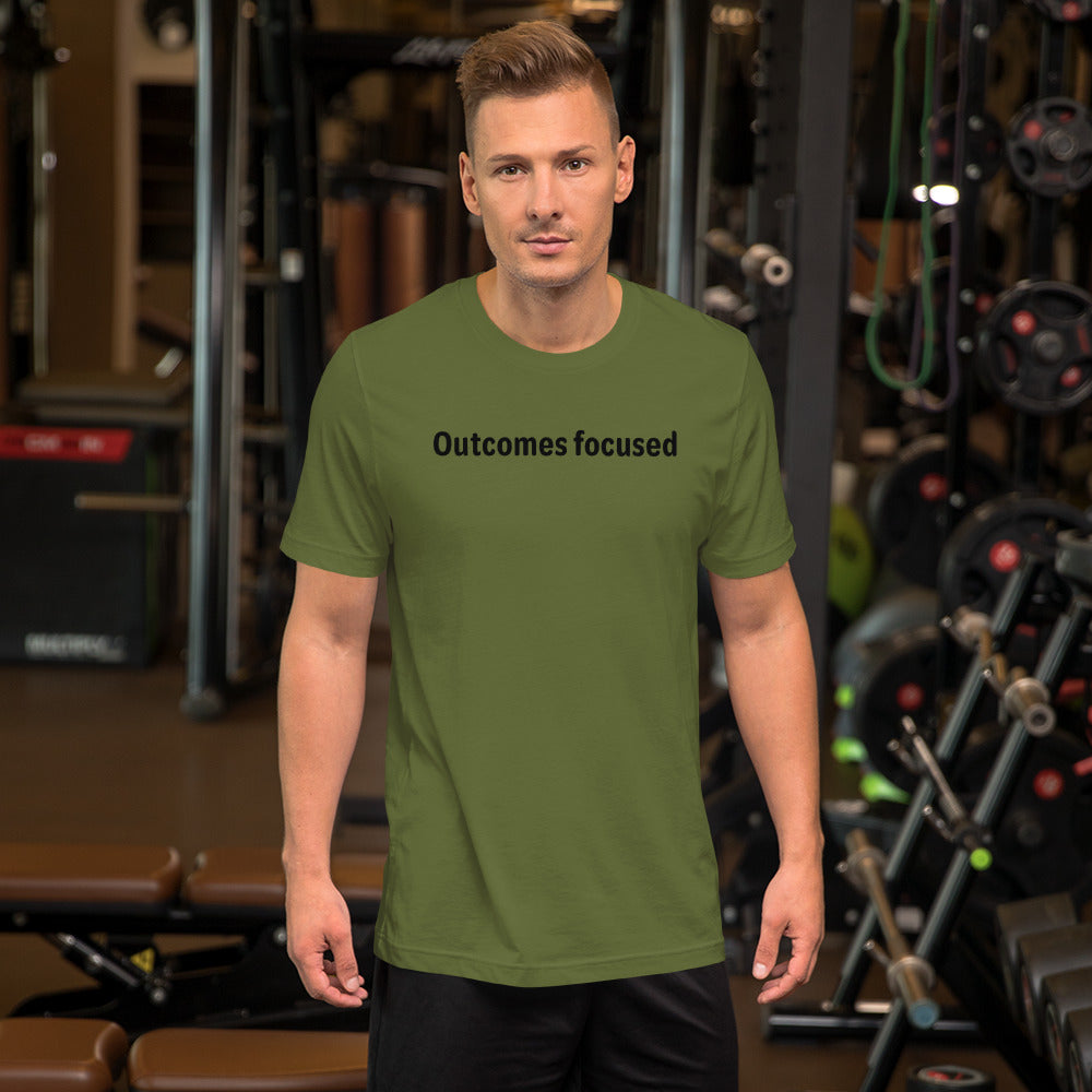 Outcomes focused - Black Text - Mens T-Shirt