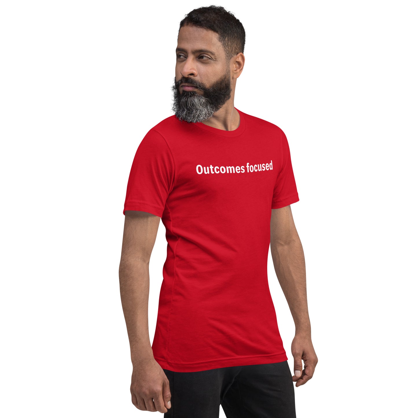 Outcomes focused - White Text - Mens T-Shirt