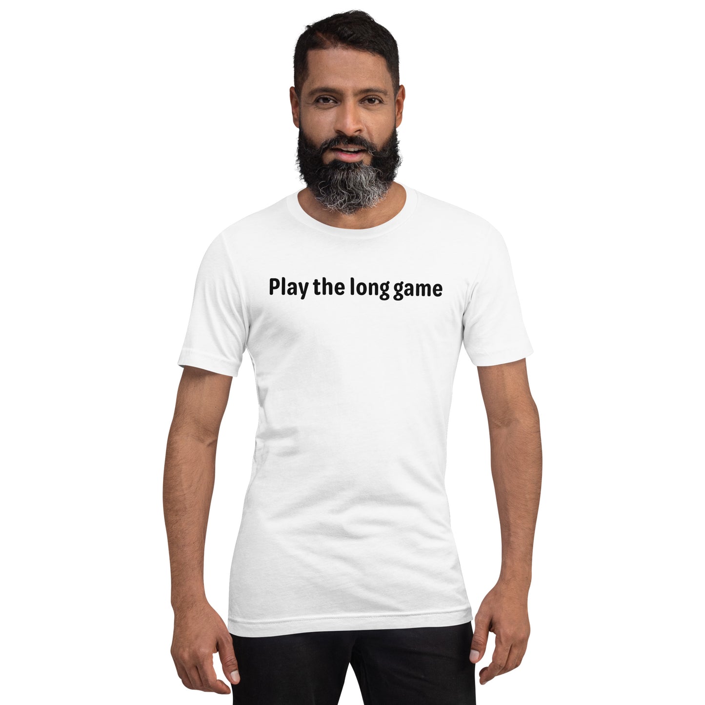 Play the long game - Black Text - Mens T-Shirt