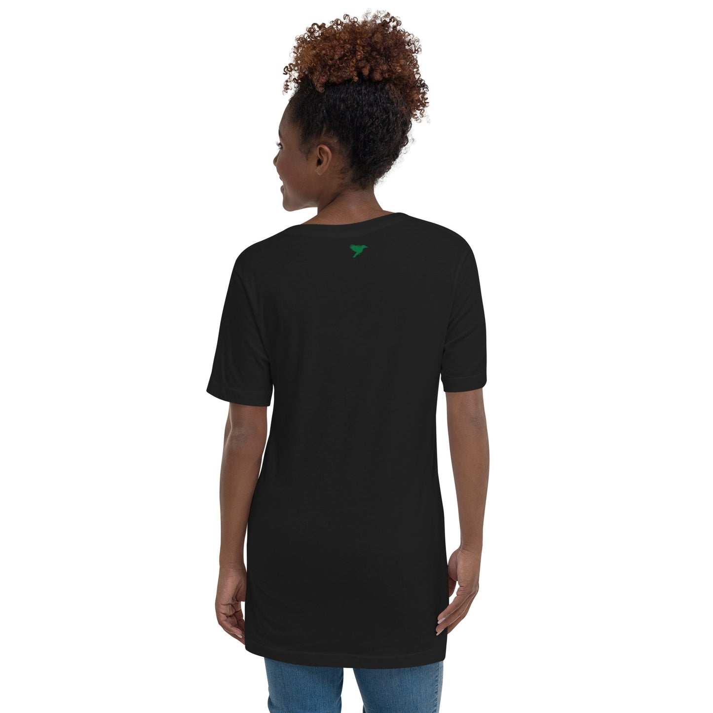 Positive Focus - Green text - Womens V-Neck T-Shirt